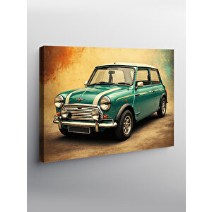 Kanvas Tablo Nostaljik Yeşil Mini Araba 70x100 cm
