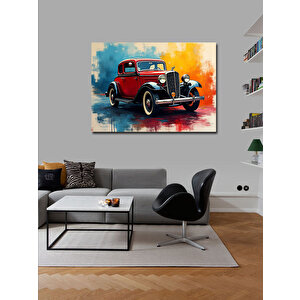 Kanvas Tablo Kırmızı Klasik Araba 100x140 cm