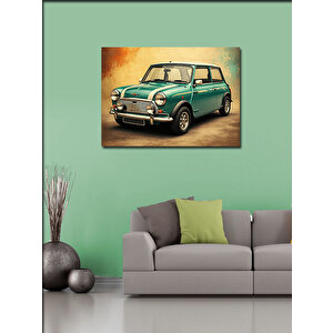 Kanvas Tablo Nostaljik Yeşil Mini Araba 50x70 cm