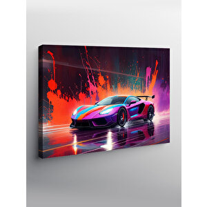 Kanvas Tablo Gece Mor Spor Araba 50x70 cm