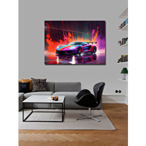 Kanvas Tablo Gece Mor Spor Araba 50x70 cm