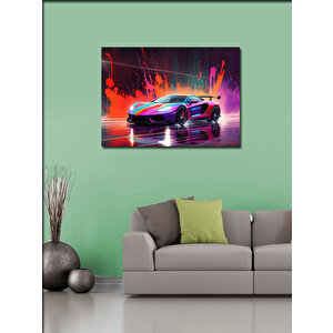Kanvas Tablo Gece Mor Spor Araba 50x70 cm