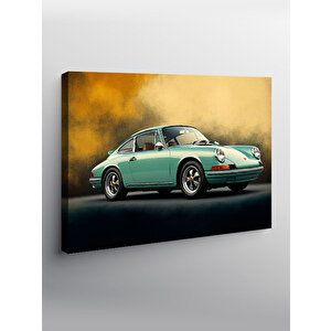 Kanvas Tablo Mavi Klasik Porsche Araba 50x70 cm