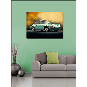 Kanvas Tablo Mavi Klasik Porsche Araba 50x70 cm