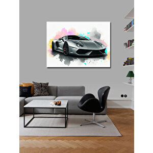 Kanvas Tablo Gri Spor Araba Tasarımı 100x140 cm