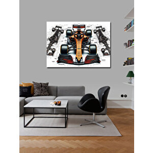Kanvas Tablo Teknik Yarış Arabası Çizimi 100x140 cm