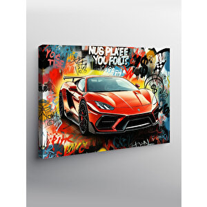 Kanvas Tablo Grafitili Kırmızı Spor Araba 50x70 cm