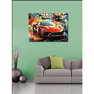 Kanvas Tablo Grafitili Kırmızı Spor Araba 50x70 cm