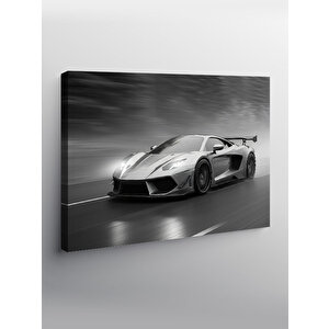 Kanvas Tablo Gri Spor Araba Aksiyonu 100x140 cm