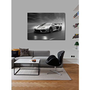 Kanvas Tablo Gri Spor Araba Aksiyonu 100x140 cm
