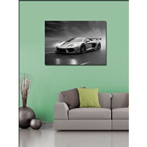 Kanvas Tablo Gri Spor Araba Aksiyonu 100x140 cm