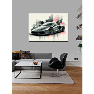 Kanvas Tablo Gri Spor Araba Tasarımı 100x140 cm