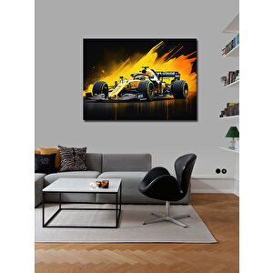 Kanvas Tablo Sarı Formula 1 Yarış Arabası