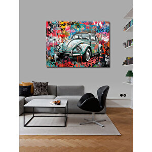 Kanvas Tablo Grafitili Retro Vosvos Araba 50x70 cm