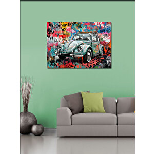 Kanvas Tablo Grafitili Retro Vosvos Araba 50x70 cm