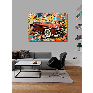 Kanvas Tablo Grafitili Klasik Araba 100x140 cm