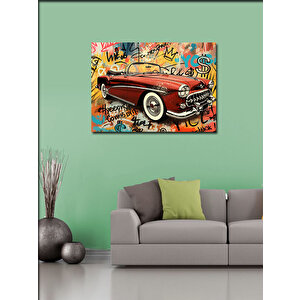 Kanvas Tablo Grafitili Klasik Araba 70x100 cm