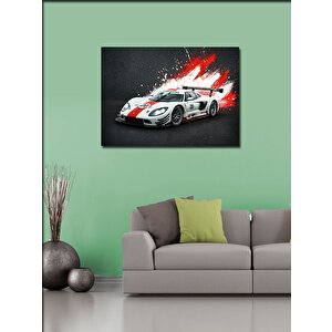 Kanvas Tablo Beyaz Spor Araba Aksiyonu 70x100 cm