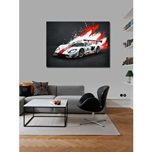 Kanvas Tablo Beyaz Spor Araba Aksiyonu 50x70 cm