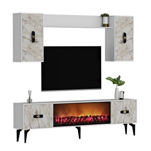 Fly 180 Cm Şömi̇neli̇ (b) Tv Üni̇tesi̇ Takimi Beyaz-efesmermer