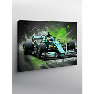 Kanvas Tablo Yeşil F1 Yarış Arabası Aksiyonu 50x70 cm