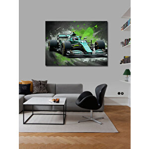 Kanvas Tablo Yeşil F1 Yarış Arabası Aksiyonu 50x70 cm