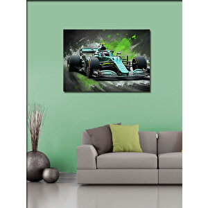 Kanvas Tablo Yeşil F1 Yarış Arabası Aksiyonu 50x70 cm