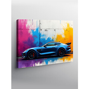 Kanvas Tablo Mavi Spor Araba Çizimi 100x140 cm