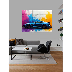 Kanvas Tablo Mavi Spor Araba Çizimi 100x140 cm