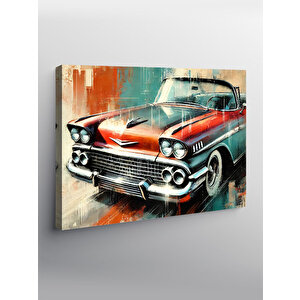 Kanvas Tablo Kırmızı Klasik Araba Ön Görünüm 50x70 cm