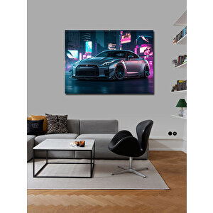 Kanvas Tablo Neon Işıklı Spor Araba 100x140 cm
