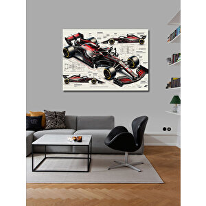 Kanvas Tablo Yarış Arabası Teknik Çizim 70x100 cm