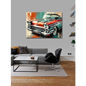 Kanvas Tablo Kırmızı Klasik Araba Ön Görünüm 70x100 cm