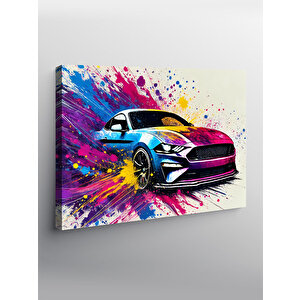 Kanvas Tablo Renkli Spor Araba Çizimi 50x70 cm