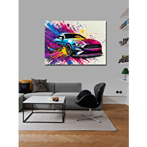Kanvas Tablo Renkli Spor Araba Çizimi 50x70 cm