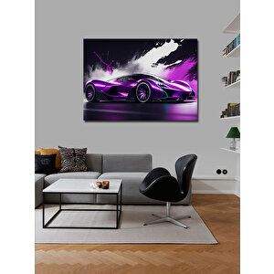 Kanvas Tablo Mor Spor Araba Aksiyonu 70x100 cm