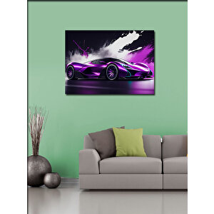 Kanvas Tablo Mor Spor Araba Aksiyonu 70x100 cm
