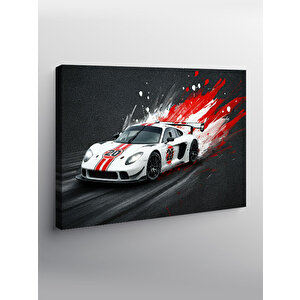 Kanvas Tablo Beyaz Spor Araba Aksiyonu 70x100 cm