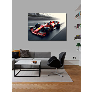 Kanvas Tablo Yarış Pistinde Formula 1 Arabası 100x140 cm