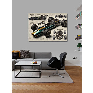 Kanvas Tablo Teknik Yarış Arabası Çizimi 50x70 cm