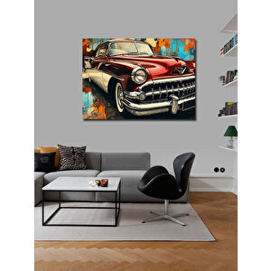 Kanvas Tablo Kırmızı Klasik Araba Tasarımı 50x70 cm