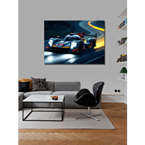 Kanvas Tablo Gece Yarış Arabası Sahnesi 100x140 cm