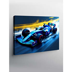 Kanvas Tablo Mavi Formula 1 Arabası 100x140 cm