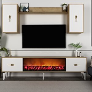 Si̇nta 180 Cm Şömi̇neli̇ (b) Tv Üni̇tesi̇ Takimi Safir-beyaz Beyaz-Safir Meşe