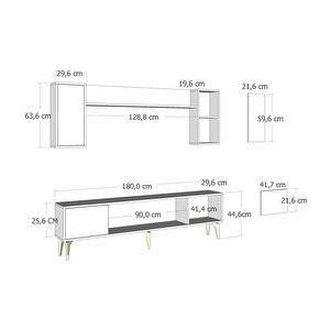 Si̇nta 180 Cm Şömi̇neli̇ (b) Tv Üni̇tesi̇ Takimi Safir-beyaz Beyaz-Safir Meşe