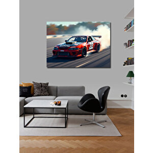 Kanvas Tablo Kırmızı Yarış Arabası Aksiyonu 70x100 cm