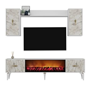 Si̇nta 180 Cm Şömi̇neli̇ (b) Tv Üni̇tesi̇ Takimi Beyaz-efesmermer