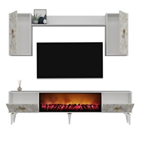 Si̇nta 180 Cm Şömi̇neli̇ (b) Tv Üni̇tesi̇ Takimi Beyaz-efesmermer