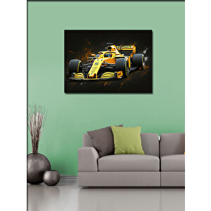 Kanvas Tablo Sarı Formula 1 Arabası 50x70 cm