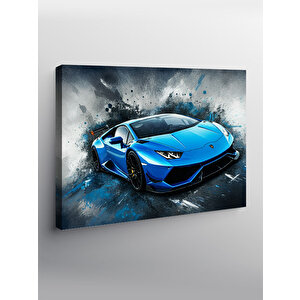Kanvas Tablo Mavi Lamborghini Spor Araba 100x140 cm